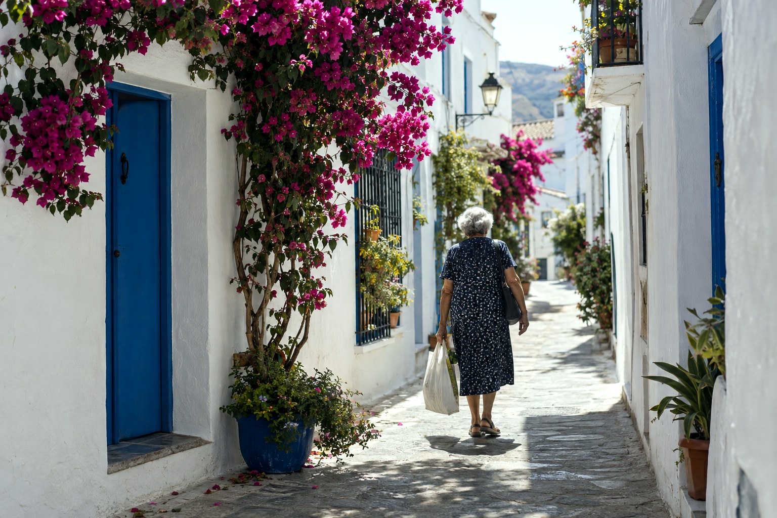 A white village street in southern Spain